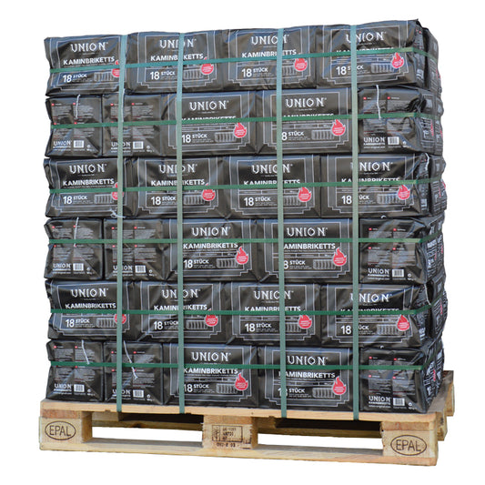 Palette de briquettes de bois de chêne Nestro (960 kg)Briquettes de bois de ruf mixtes + palette de briquettes de lignite (930 kg)Pack de briquettes de lignite pour palette (960 kg)